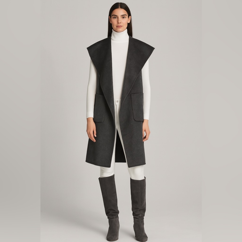 Michael Kors long wool blend vest with pockets